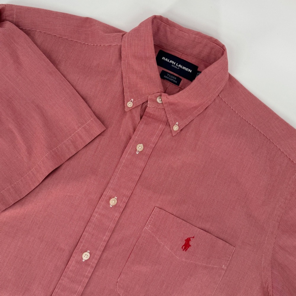 Ralph Lauren Golf‎ Tilden Button Down Shirt Men's M Red Short Sleeve Cotton
